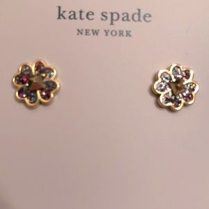 NWT KATE SPADE EARRINGS MULTI GLITTER “SPADES AND STUDS” WITH GOLD-TONE SETTING.